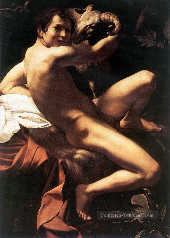 St Jean Baptiste Jeunesse avec Ram Baroque Caravaggio Peintures à l'huile